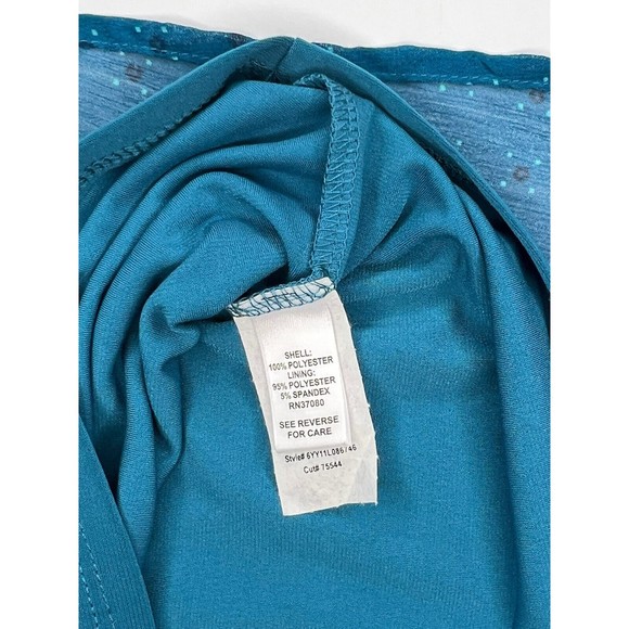 C EST 1946 Womens Sleeveless Shift Blouse Top Teal Sheer Layer Plus Size 18/20W - Picture 11 of 12